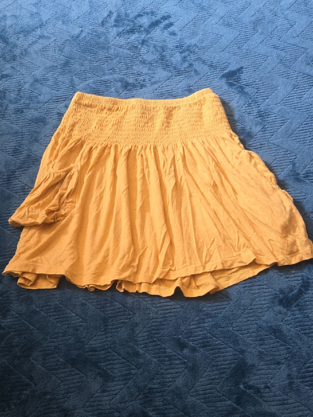 5/$20 Flowy Smocked-Waist Circle Skirt in Mustard Yellow